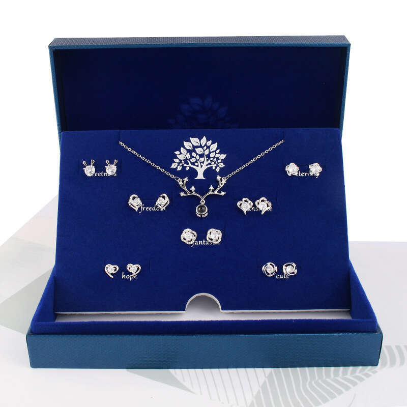 Dongdaemun S Sier Needle Earring Set Micro Pave Zirconia One Road With You Weekly Earrings Valentine's Day Gift