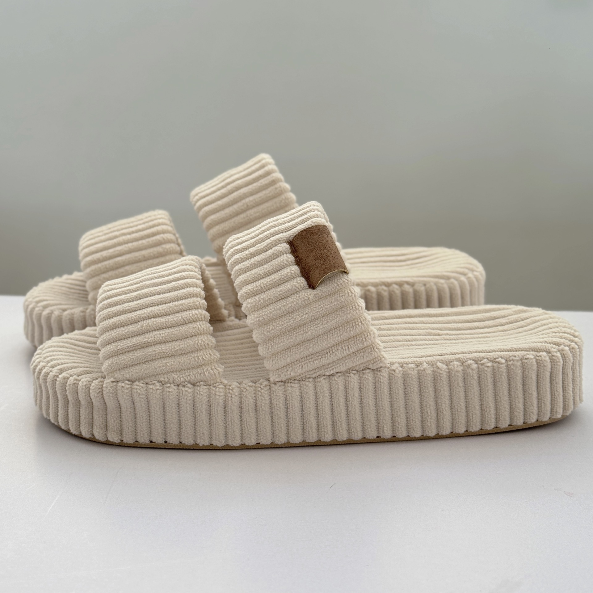 Corduroy Arch Support Bed Slip-On Striped Comfortable Home Cotton Slippers ddmymarket