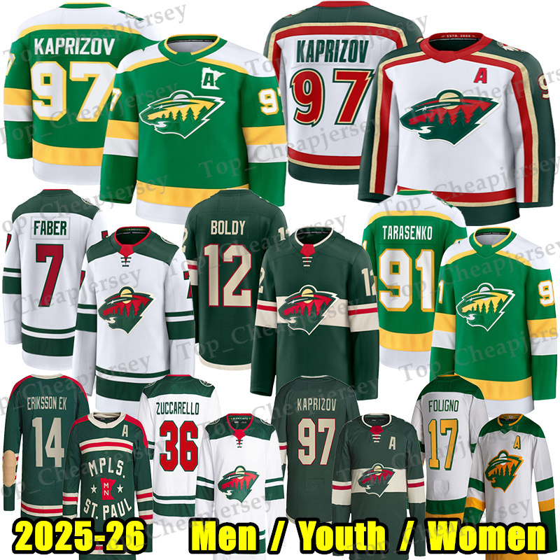 #97 Kirill Kaprizov mn 20th hockey #7 Brock Faber Matt Boldy Mats Zuccarello Vladimir Tarasenko Spurgeon Ryan Hartman Marco Rossi Joel Eriksson Ek wil