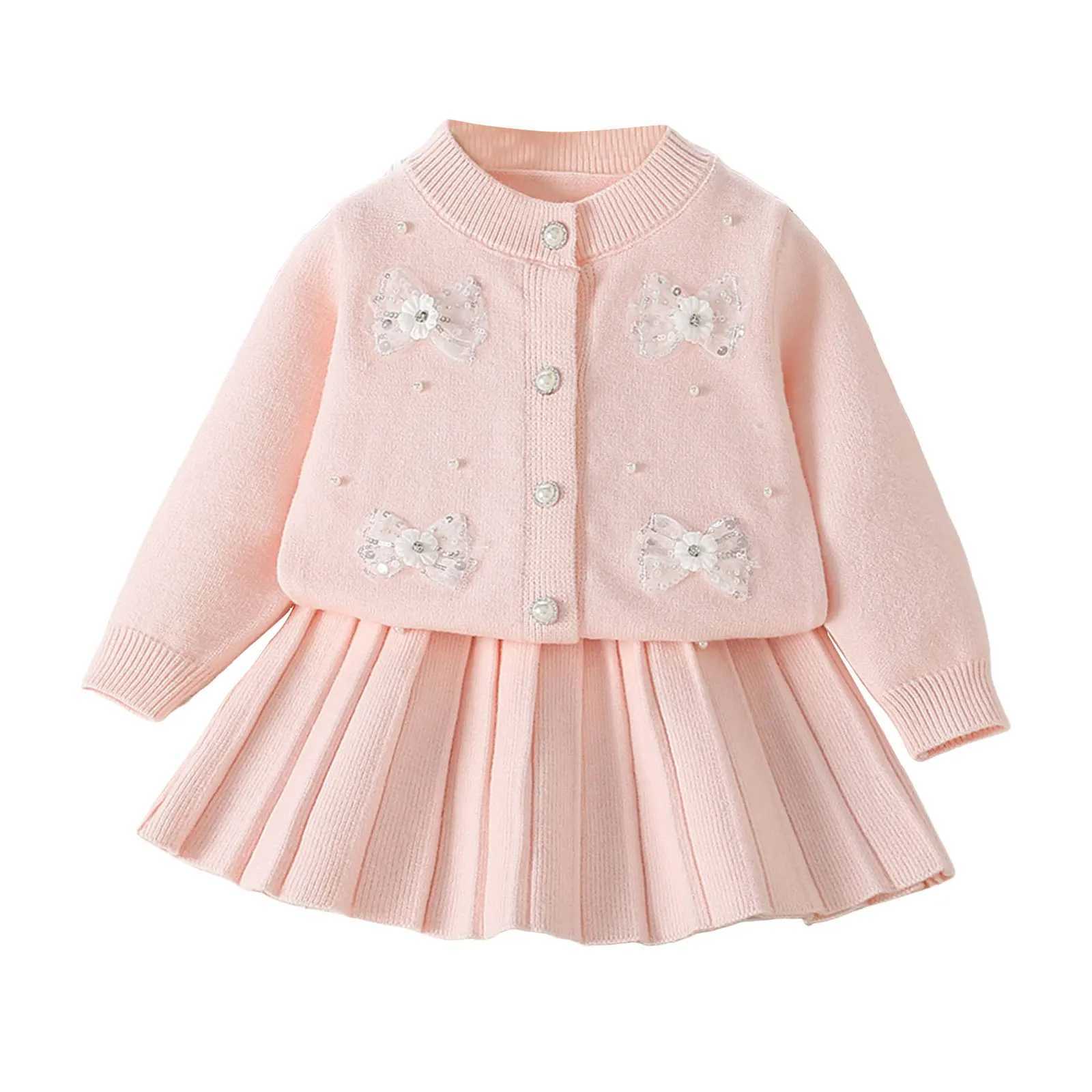Girls Comfortable And Warm Sweater Set Girls Fashionable And Sweet Knitted Cardigan Half Skirt Set ChildrenS Clothing Set L250926YP6G