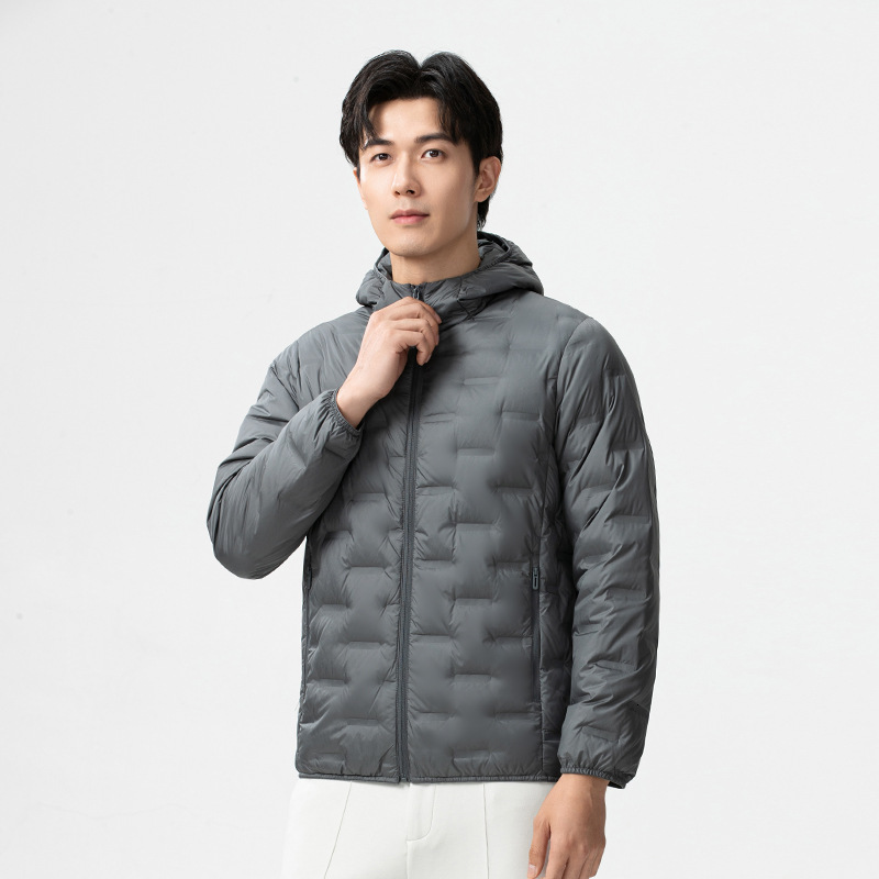 90 Duck Down Lightweight Down Jacket Youth Fashion Casual Hooded Warm Cold-Proof Men's Coat 2025 Autumn Winter New Style