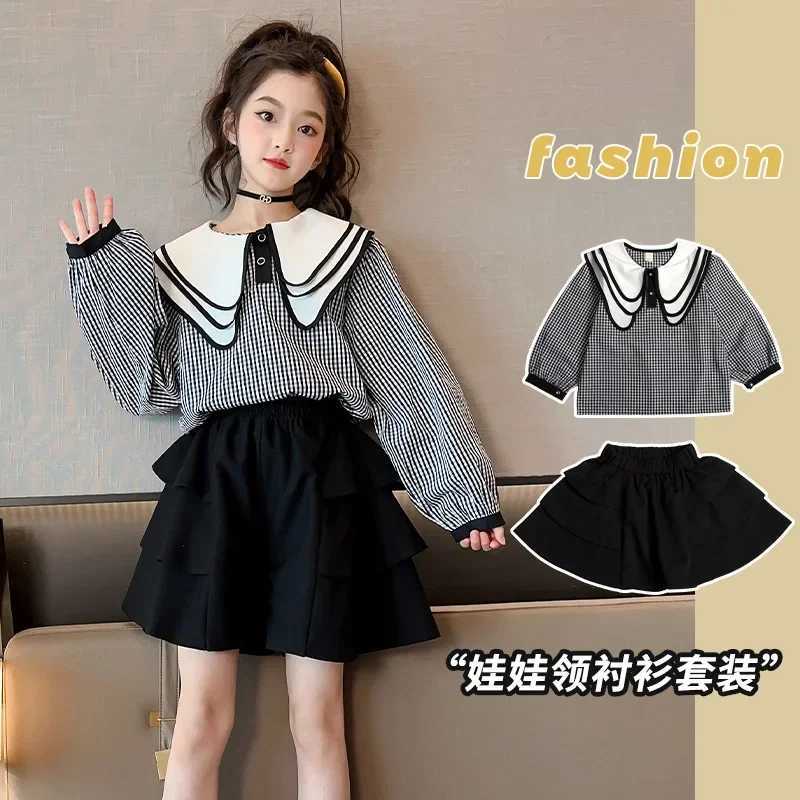 Baby Girls Preppy Suit School Kids Clothes for Teenagers Children Clothing Sets Long Sleeve Shirt Skirt 4 6 7 8 9 10 12 Years L250926DMZM
