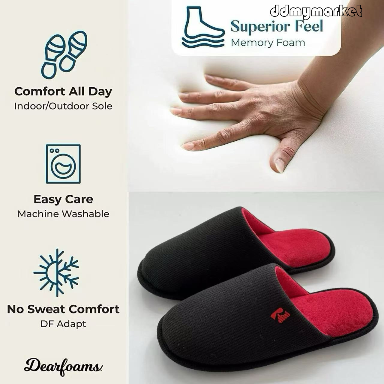 Waffle Embroidered Slippers Home Comfortable Lightweight Simple Unisex ddmymarket