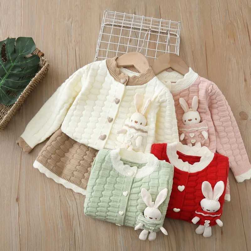 Girls Dress Clothes Sets Spring Autumn Children Woolen Jersey Sweaters Coats Skirts Kids Cute Suit For Baby Knitted Outfits 5 6Y L250926KUOM