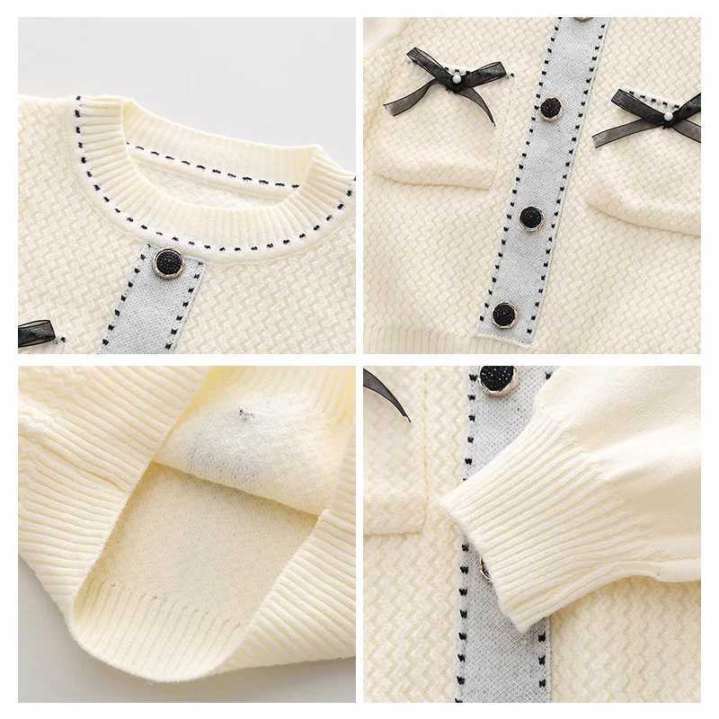 2025 Autumn Infant Baby Girl 2PCS Clothes Set Cotton Knitted Round Colar Sweaterskirt Outfit Solid Kid Girl Pleated Skirt Suits L250926E3V0