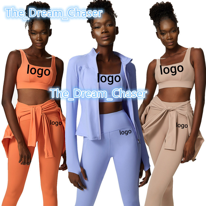 Wholesale High Waist Seamless Leggings Yoga Wear Set 3 Pieces Sportswear Women Sports Bra Trousers Jacket Yoga Set