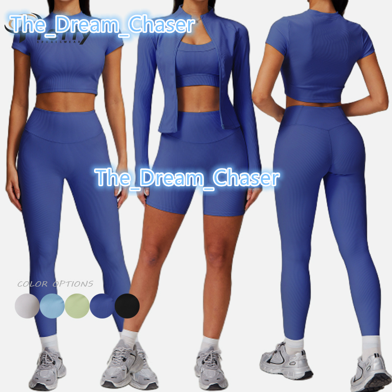 Wholesale Yoga Gym 3pieces Set Good Martial Fitness Workout Running Half Zipper Jacket Breathable High Elastic Sportswear