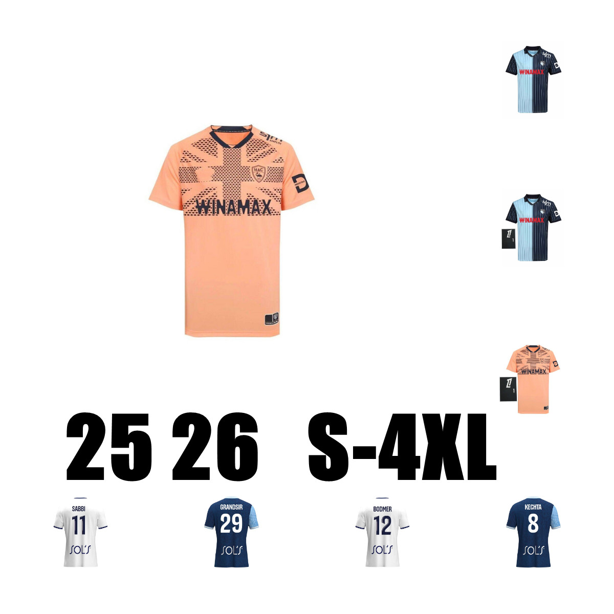 Havre AC 2025 2026 Targhalline soccer Jerseys Casimir Kinkoue maillot de foot Kuzyaev Sangante home away third Kechta Toure football shirt Operi men Ayew uniform 4XL