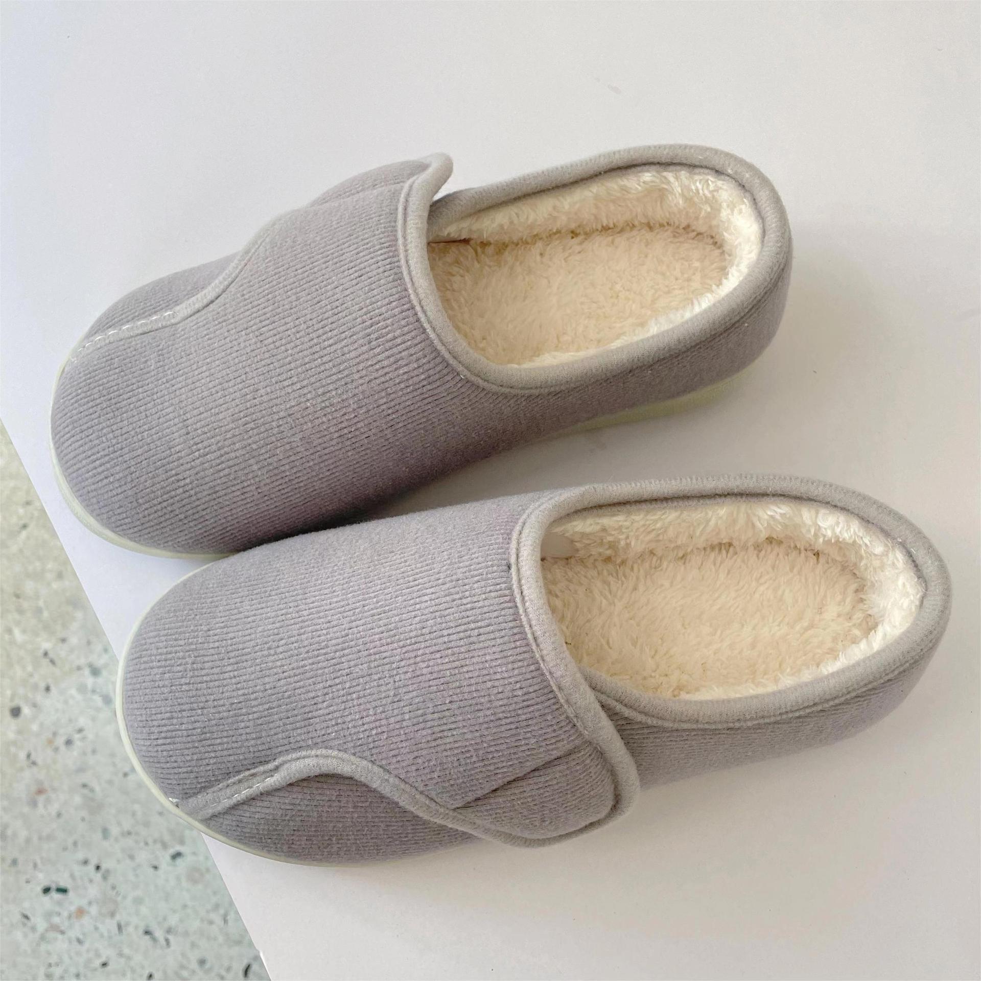 Adjustable Pregnant Women Elderly Home Indoor Outdoor Thick Sole Non-Slip Household Maternity Shoes Winter Closed Heel Postpartum Cotton Slippers ddmy