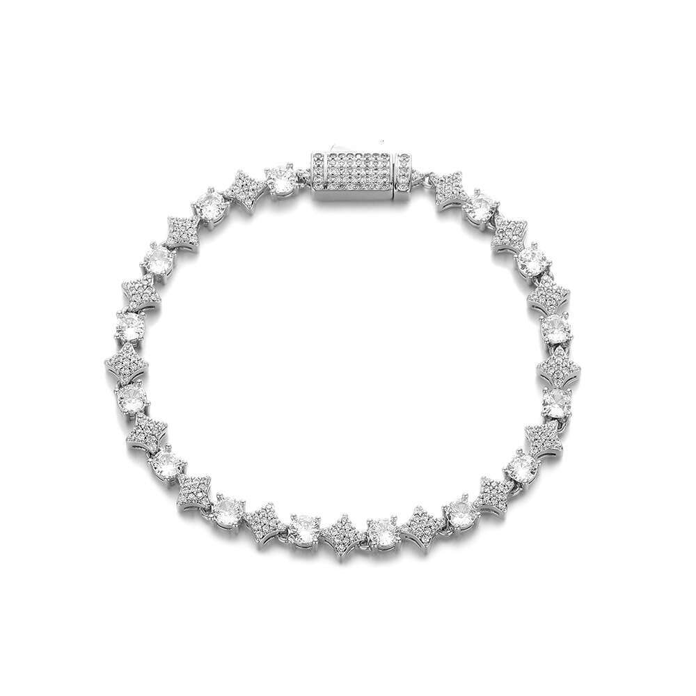 New Fashion Hip-Hop 6mm Star Zircon Tennis Chain Necklace High-End Feel Unisex Bracelet Simple Jewelry