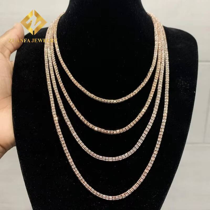 Fine Jewelry 925 Sterling Silver Men Hip Hop Necklace Gold Plated 4MM Two Tone Link Chain Necklace Franco Rope Chain