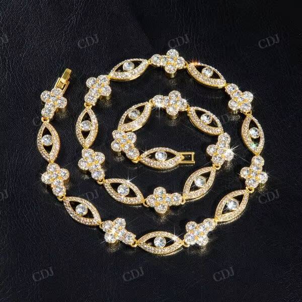 GRA Certified Delicate VVS1 Moissanite Silver Diamonds Cuban Heaven Eye Cross Chain Antique Custom Chain for Men Fashion Jewelry