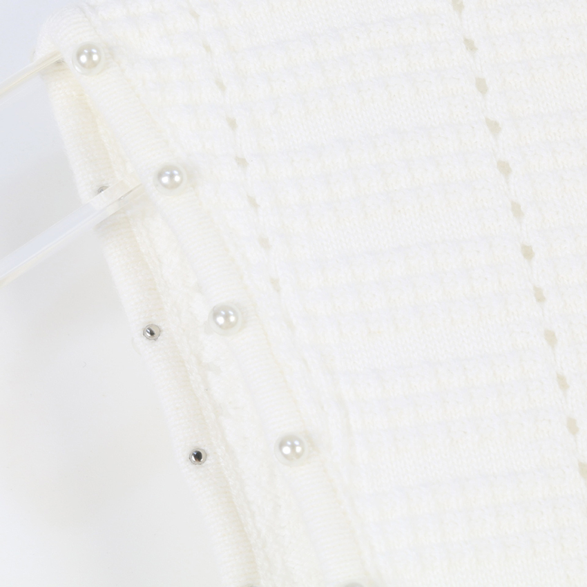 S family spring and summer new design sense hollow sleeveless vest long dress French sexy off-shoulder beaded sleeveless evening dress female knitted 