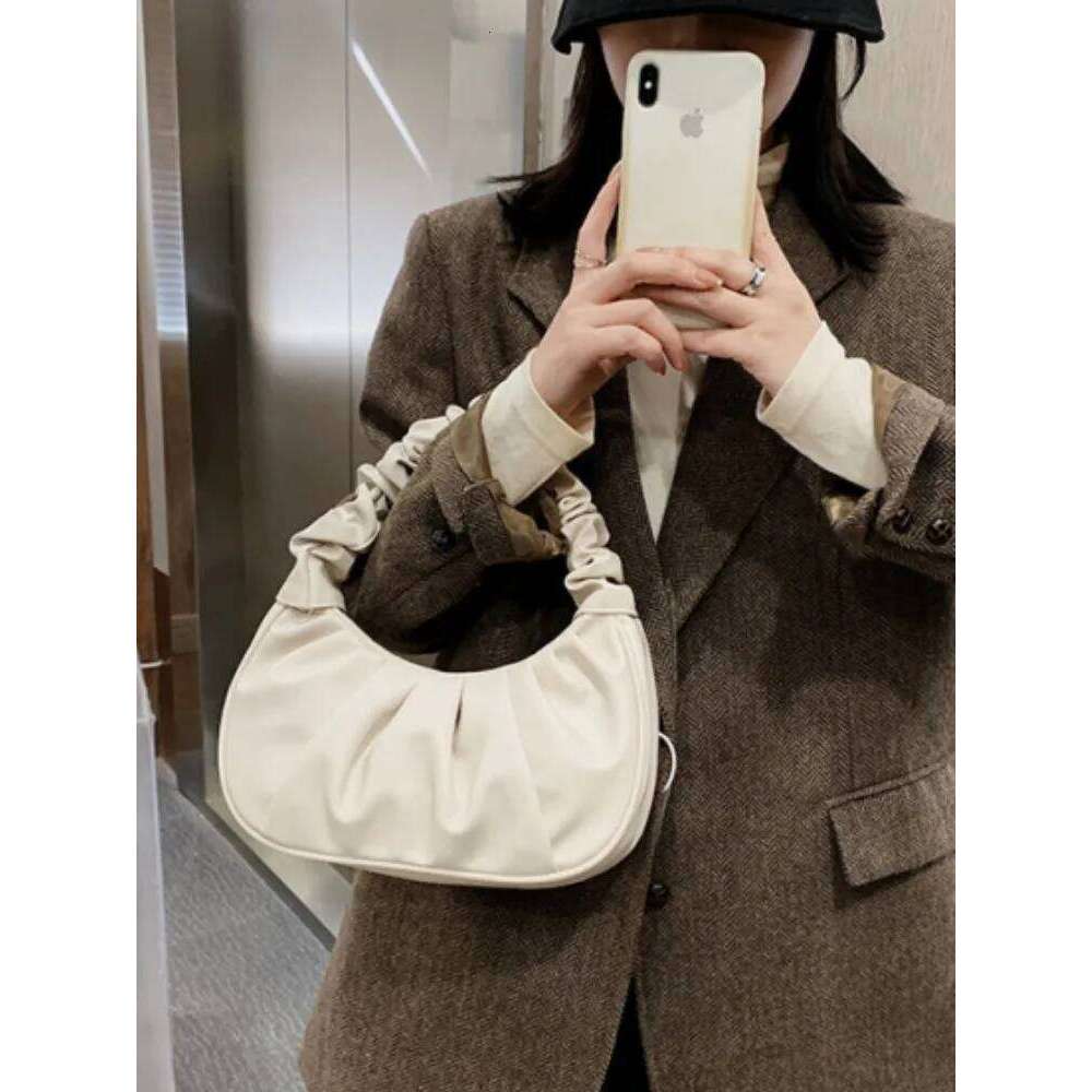 Fashion Pleated Handlebags for Women PU Cloud Leisure Armpit Bag Shopping Shoulder Dumpling Handbag Female Hand Bags