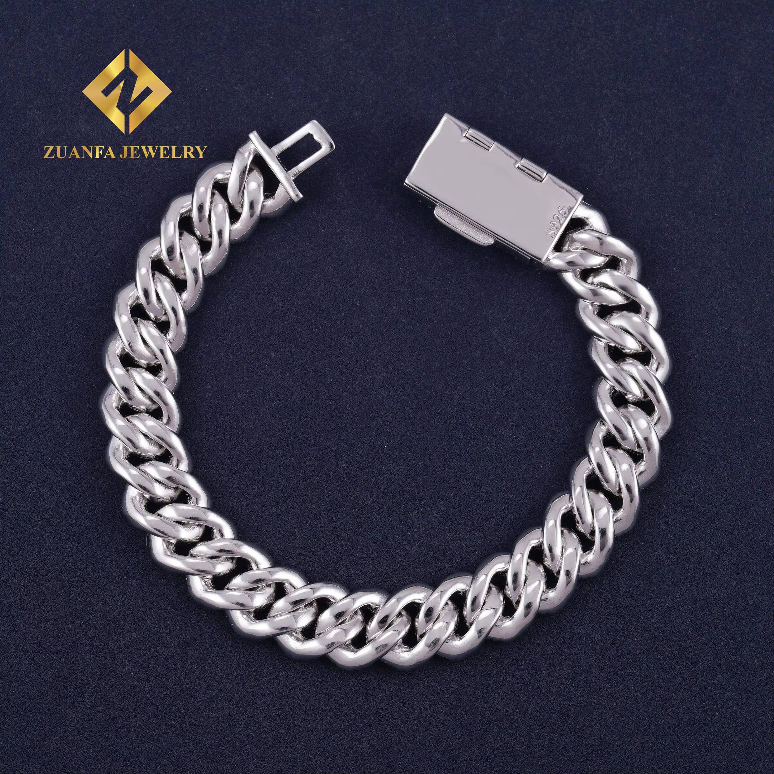 Hot Sell Hip Hop Moissanite Bracelet Men 925 Silver 10mm Moissanite Cuban Bracelet Custom Iced Out Bracelet Moissanite Jewelry
