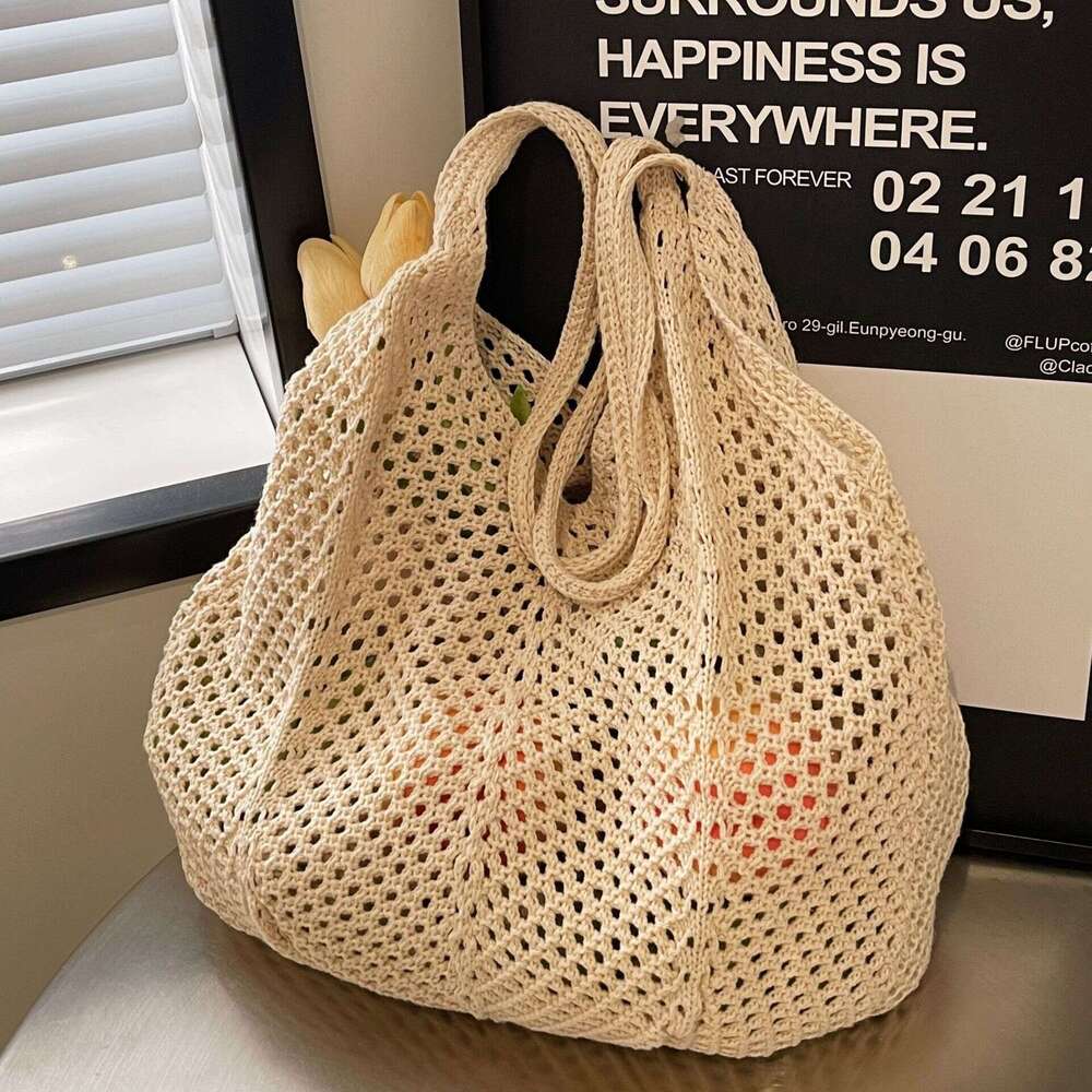 Fashion Beach Bags Large Capacity Woven Handbags for Women Summer Travel Commuting Hollow Out StrawBag 2025 Trendy Versatile Shoulder Bag