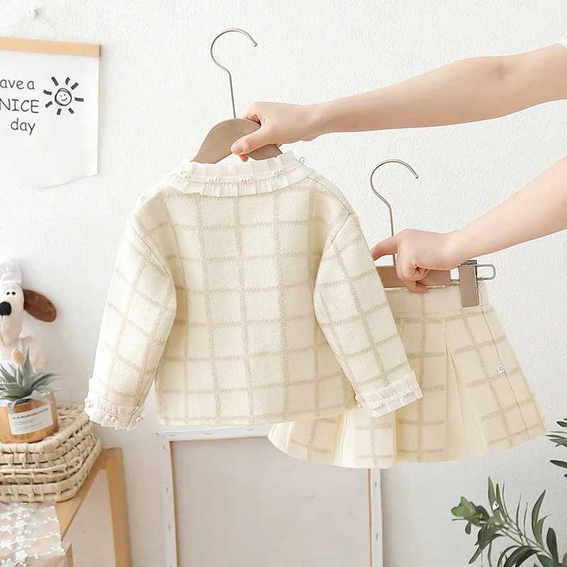 Girls Knitted Dresses Spring Autumn Children Woolen Jersey Sweaters Tops Skirts Princess Suit For Baby Party Outfits Kids 4 5Y L250926LSSA
