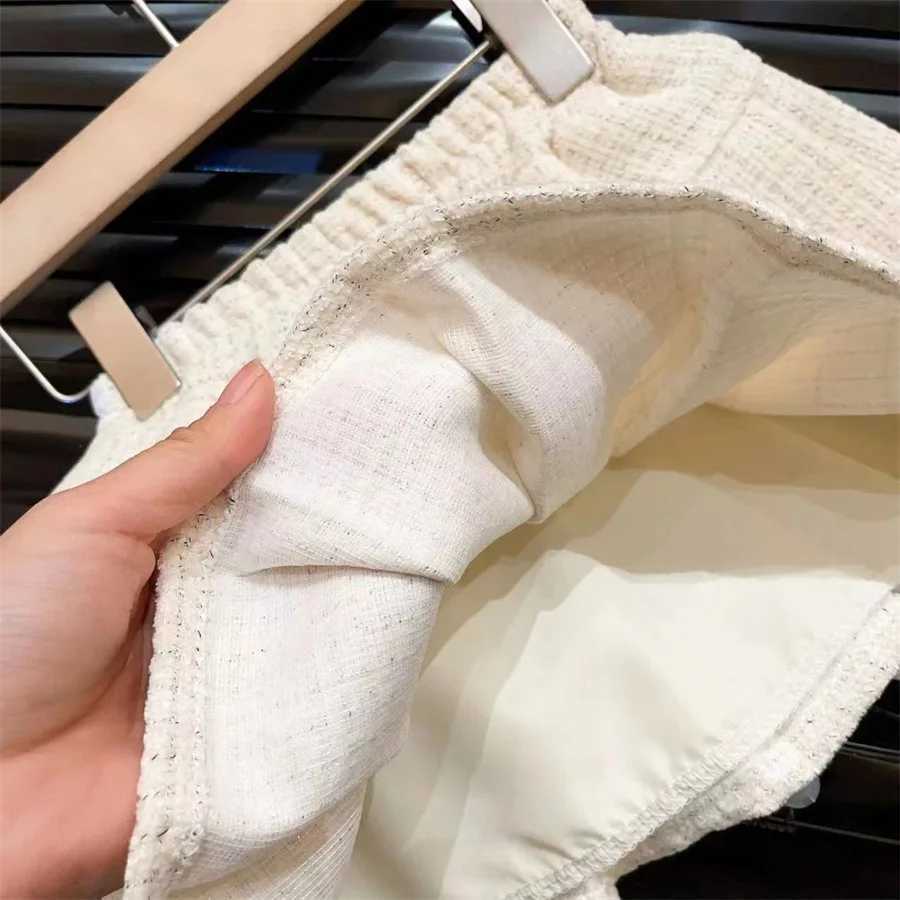 Girls Suit Spring and Autumn Korean Fashion Solid Color Pearl Button Childrens Coat Skirt Two Piece Set L250926Q8UY