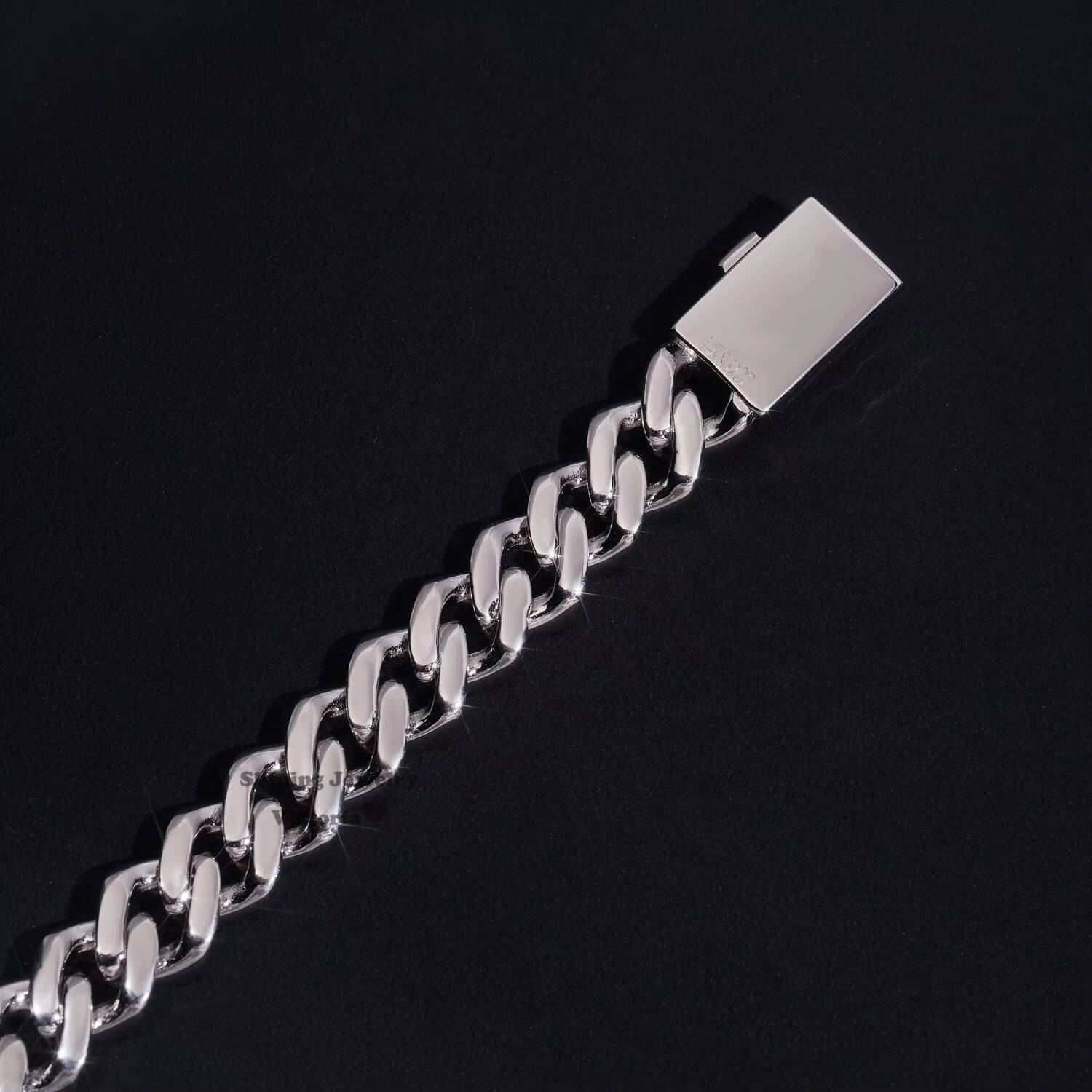 Iced Out Jewelry 13MM 925 Sterling Silver GRA Certificate Diamond Moissanite Cuban Link Bracelet Three Rows