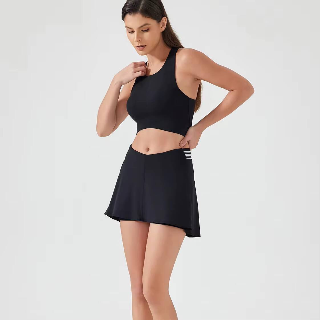 Wholesale Sports Top Tennis Skirts 2 Pieces Tennis Wear Sportswear Quick Drying Gym Fitness Golf V Waist Skirts Sets for Women