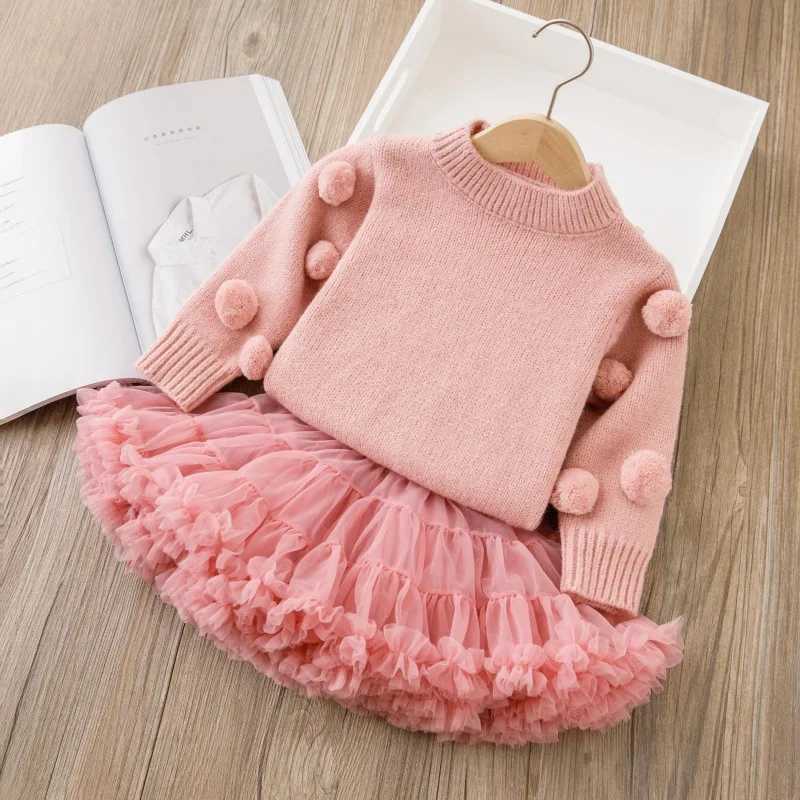 Girls sweater Christmas dress childrens clothing round neck fleece and thickened princess dress twopiece set puffy dress L250926597R