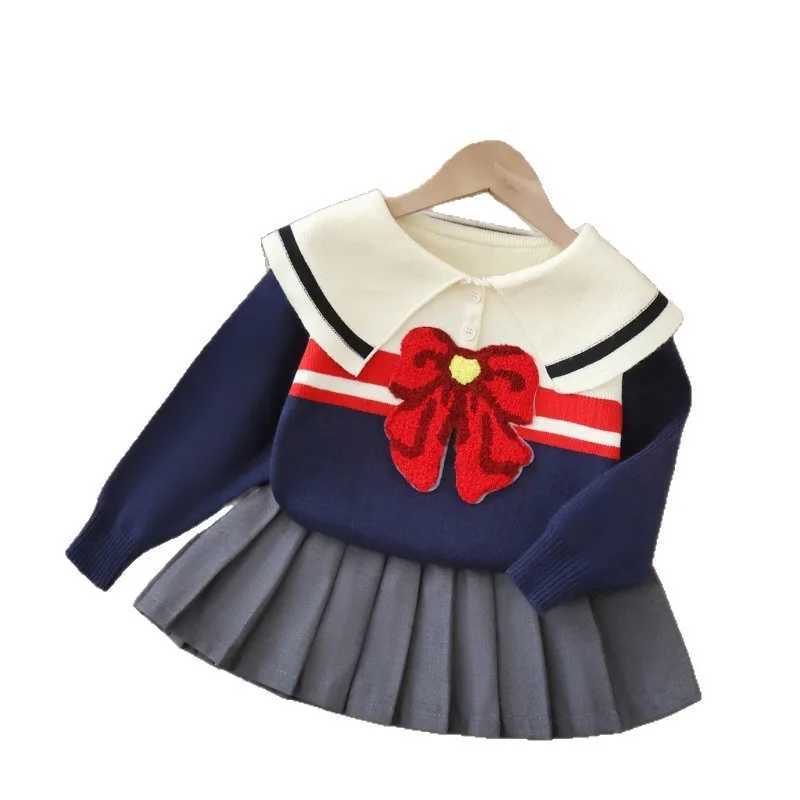 Girls Suit 2025 Autumn and Winter New Childrens Clothes Girls Baby Preppy Jumper Skirt Two Sets of Casual Simple Lovely L250926F100