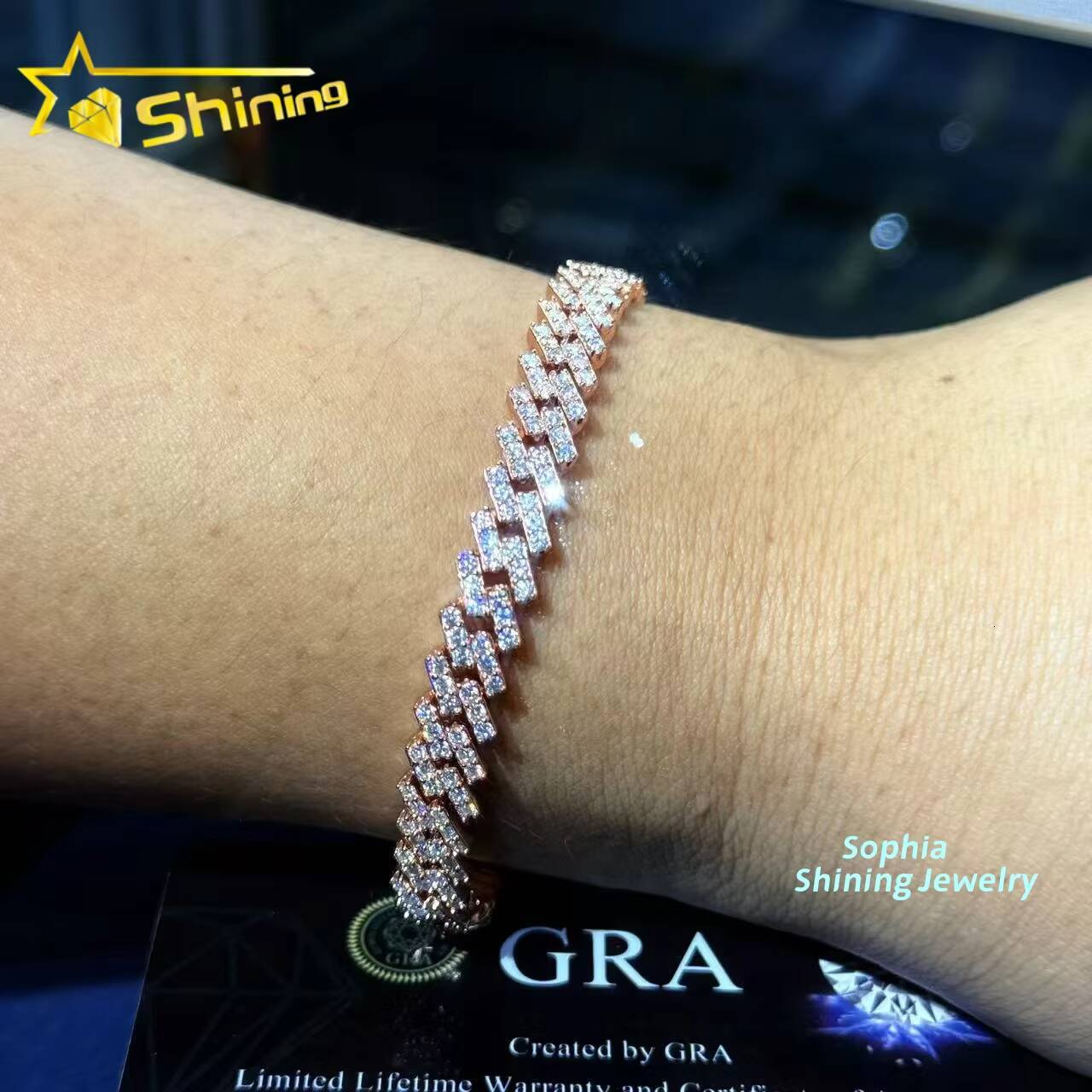 New Style Sterling Silver 5MM VVS Moissanite Diamond Cuban Link Chain Gra Certified Hip Hop Jewelry Iced Out Link Bracelet Men