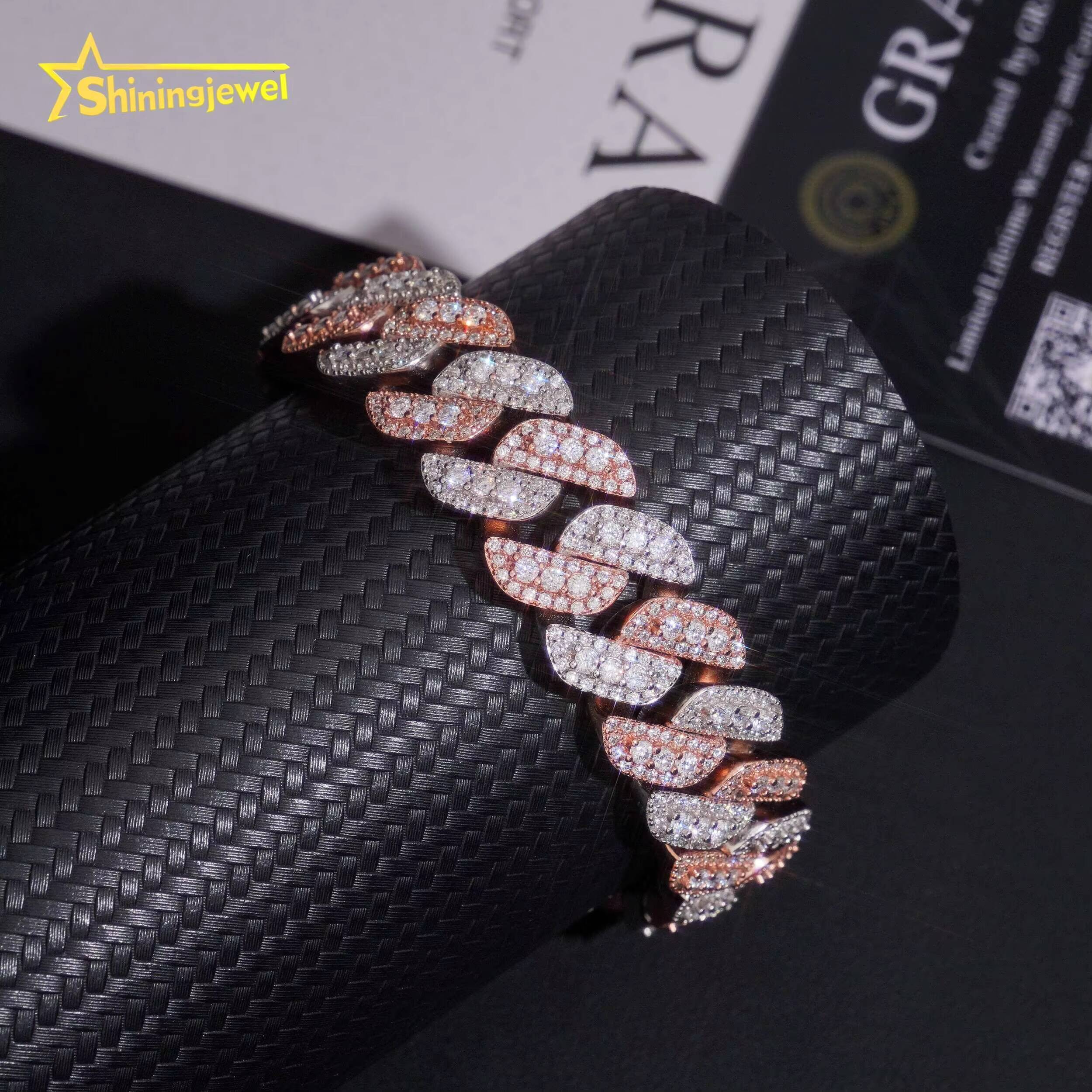 Two Tones 15mm Moissanite Cuban Bracelet Shines Like Diamond 925 Silver Affordable Luxury Bigger Sparkle Lower Price