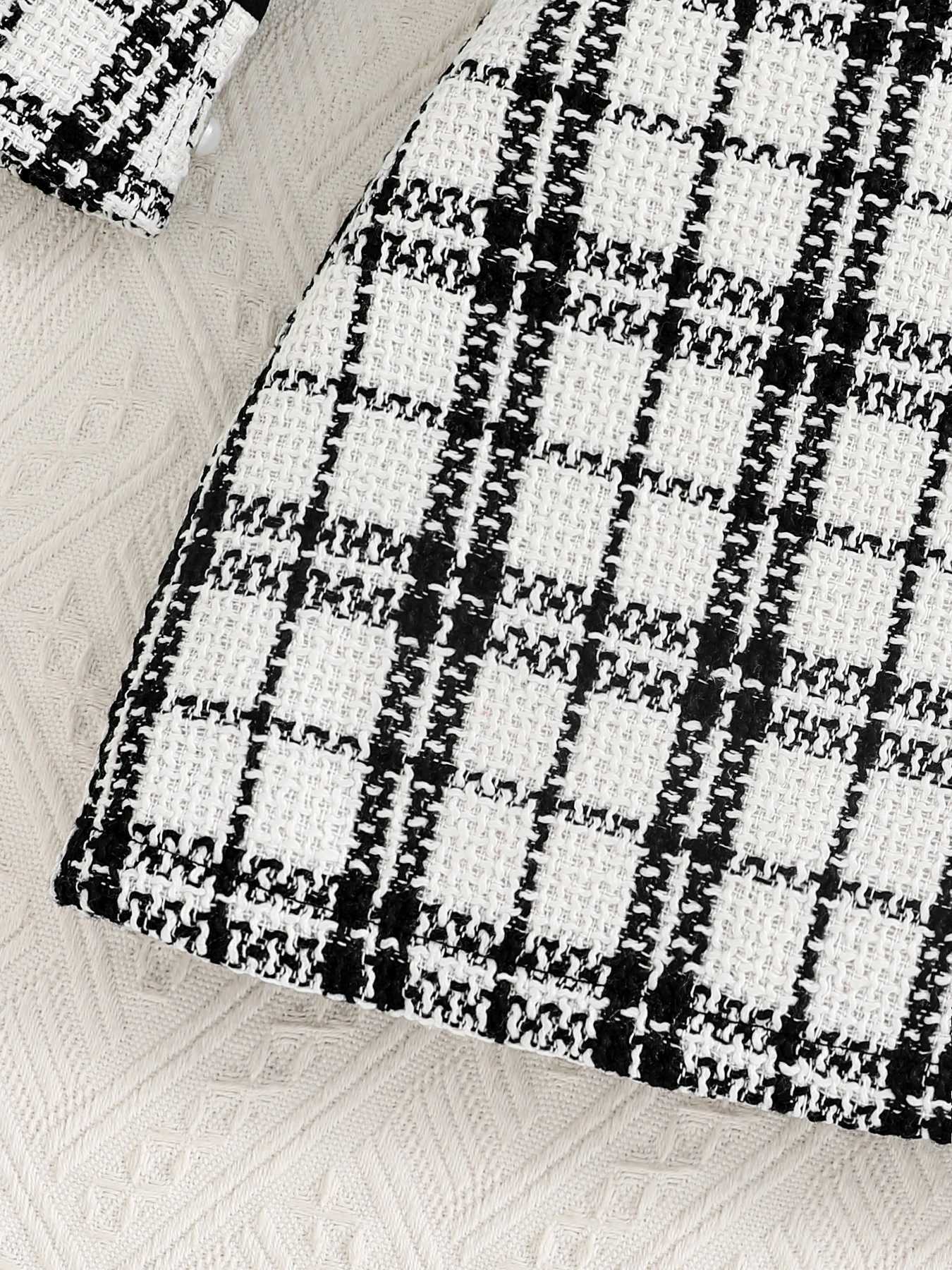 Spring and Autumn Hot Kids Set Girls Fashion Collar Plaid Long Sleeve Top Plaid Bag Hip Skirt 2piece Set L250926A0Q5