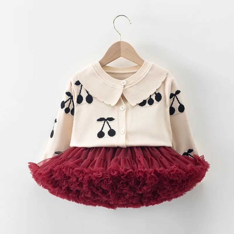 Korean Kid Set Baby Girls Suit Autumn Knitted Long Sleeve Childrens Sweater Skirt Set Girl Lovely Print Pleated Skirt WS305 L250926QSZH