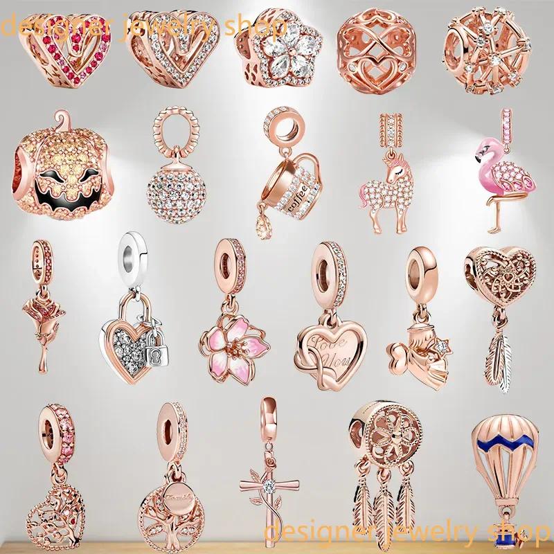 Designer Beads 925 Silver Charms for Bracelet Charm Rose Gold Eros Cross Flamingo European Bead Charms Bracelet Necklace