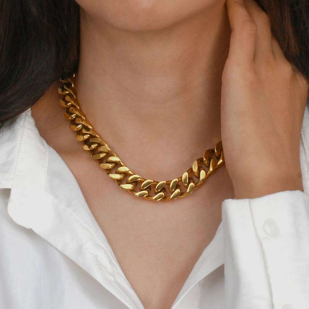 MaitaSlay 13mm Hip Hop Thick Cuban Chain Necklaces for Women Men Gold Plated Punk Choker New Trendy Metal Jewelry Gift