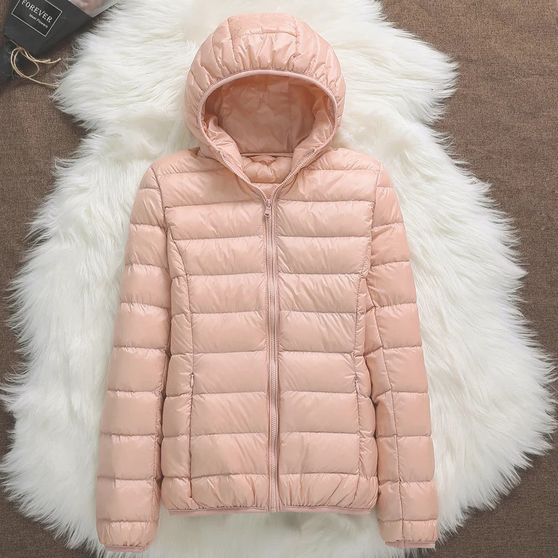 15 Colors Women Hooded Puffer Jackets Spring Winter 90 White Duck Down Female Coats Ultralight Packable Casual Parkas 250917