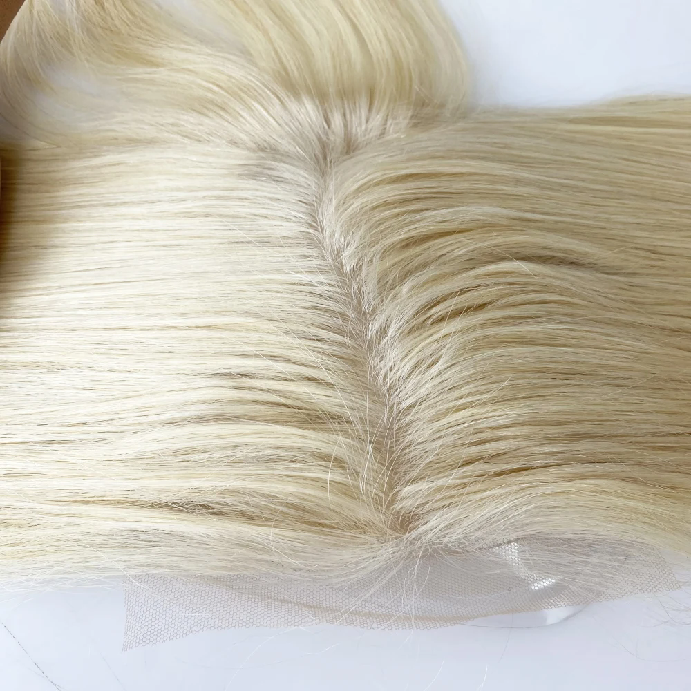 Silk Top Lace Closure #613 Blonde Silicone Skin Base Human Hair topper toupee for white women with Baby Hair with clips raw virgin Hair Extensions Top