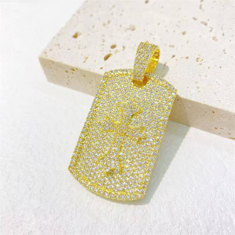 Hot Sale NewS925Silver Full Inlaid Moissanite square Fashion Hip Hop Pendant