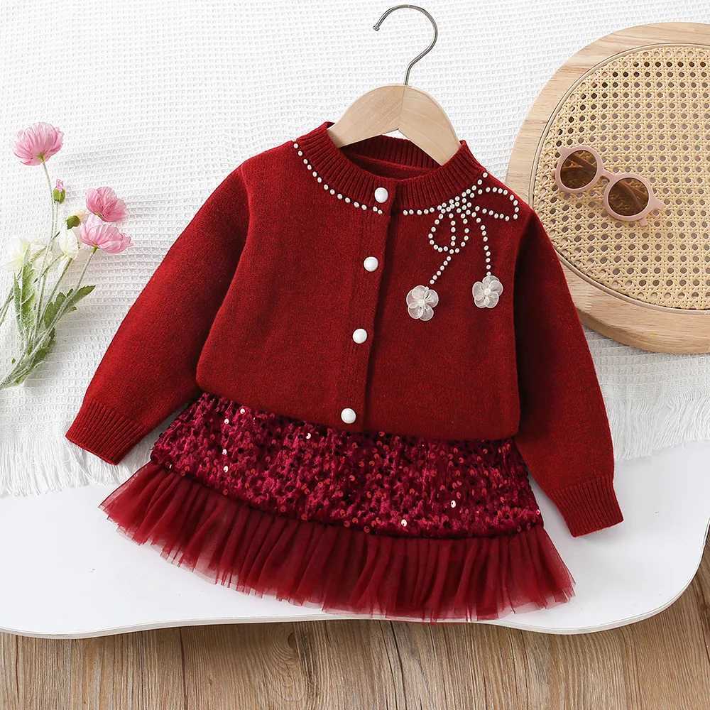 Girls Dress Clothes Sets Autumn Winter Children Woolen Jersey Sweaters Coats Skirts Kids Princess Suit For Baby Knitted Outfits L250926ISTJ