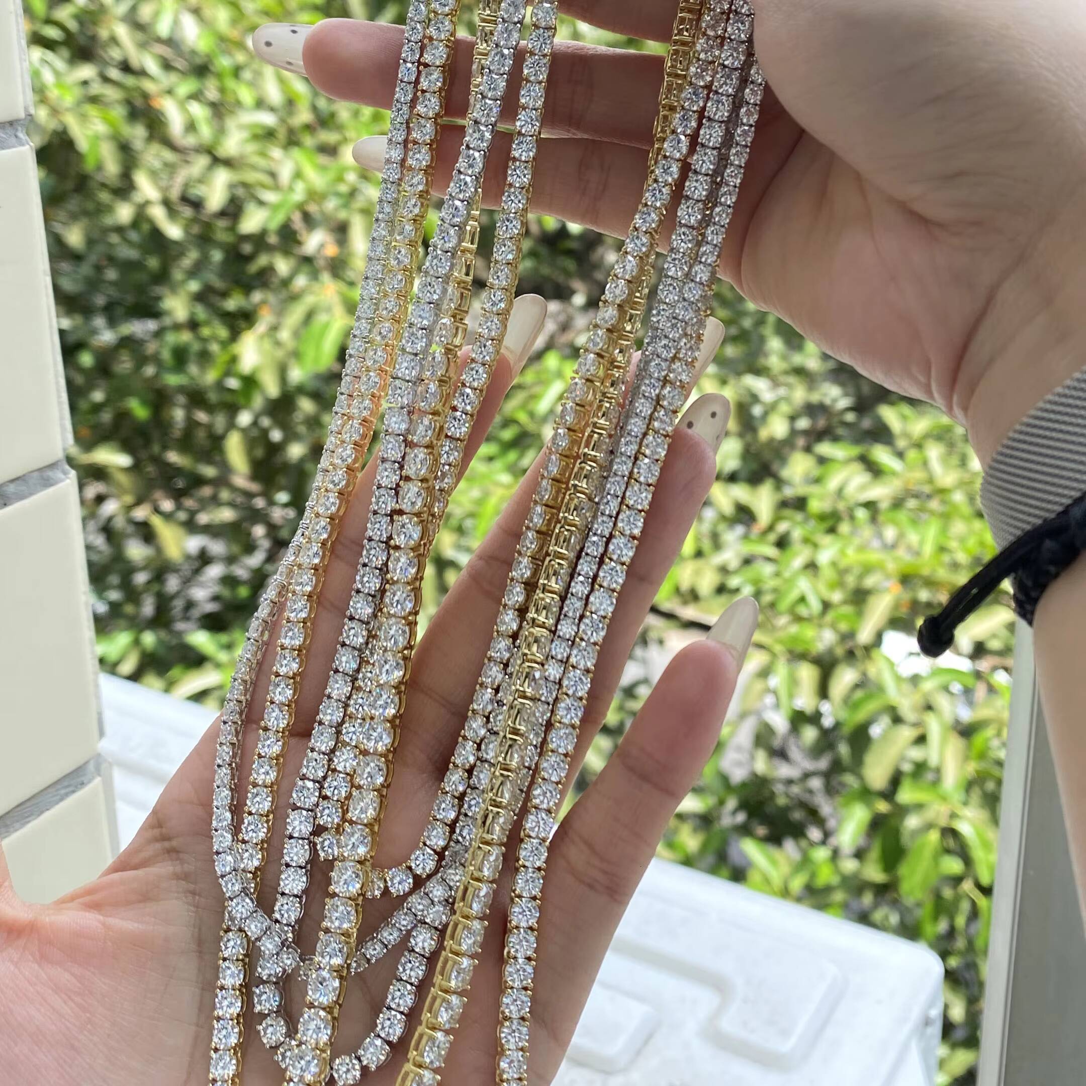 Factory Price Find Jewelry 18K Gold Plated Silver 3MM 4MM 5MM Iced Out VVS Round Moissanite Tennis Bracelet Chain