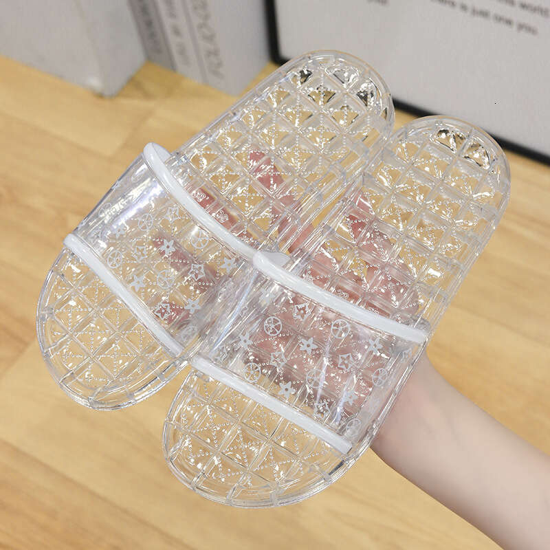 Chuangxingga Crystal Slippers for Men and Women, Four Seasons Indoor Transparent Non-Slip Odor-Free Outdoor Flat One-Word Sandals 2b 9a