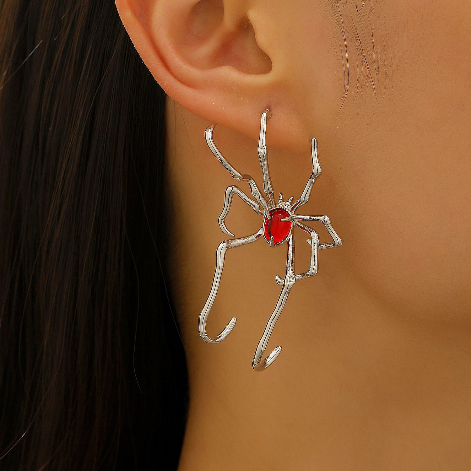Spider Hook Piercing Ear Bone Clip Halloween Dark High-End Spicy Girl Cool Style Earrings