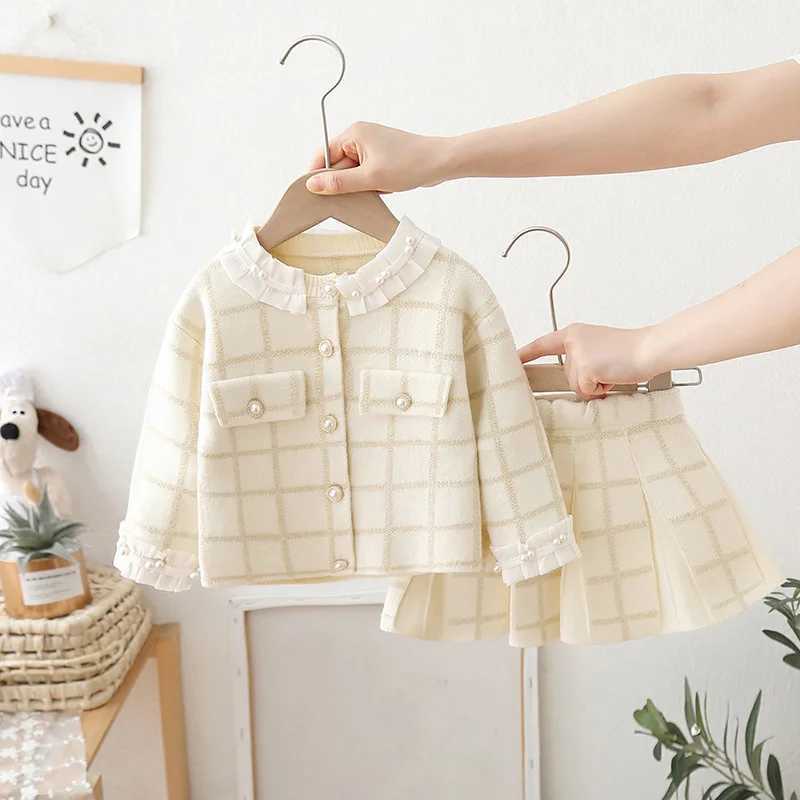 Girls Knitted Dresses Spring Autumn Children Woolen Jersey Sweaters Tops Skirts Princess Suit For Baby Party Outfits Kids 4 5Y L250926LSSA
