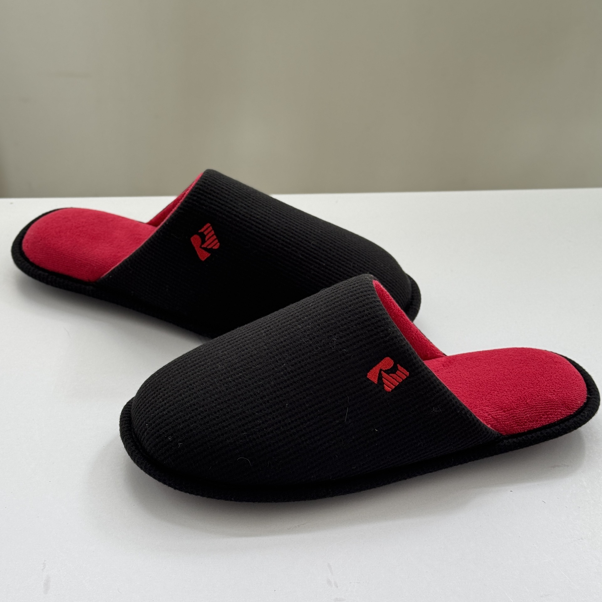 Waffle Embroidered Slippers Home Comfortable Lightweight Simple Unisex ddmymarket