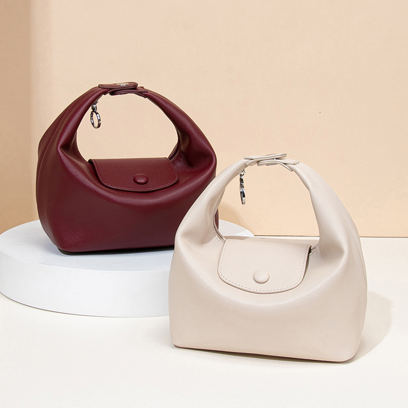 Cream Color Dragon Embroidered Simple New Lunch Box Vintage Fashion Handbag Dumpling Shoulder Crossbody Bag