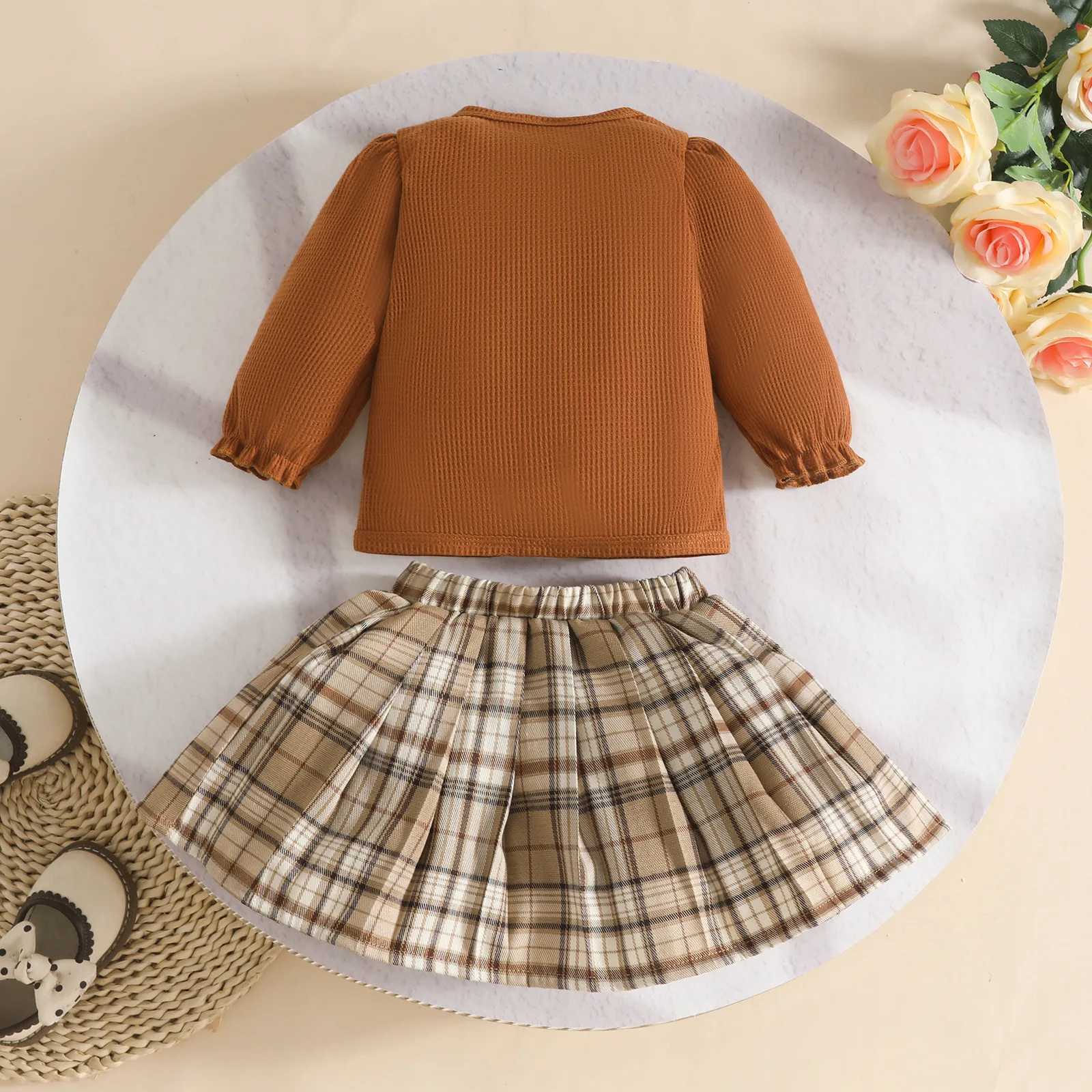 New Autumn Baby Girls Clothing Set 26Yrs Kids Knitted Clothing Suit Long Sleeved Knitted Cardigan CoatShort Skirt L250926EWOO