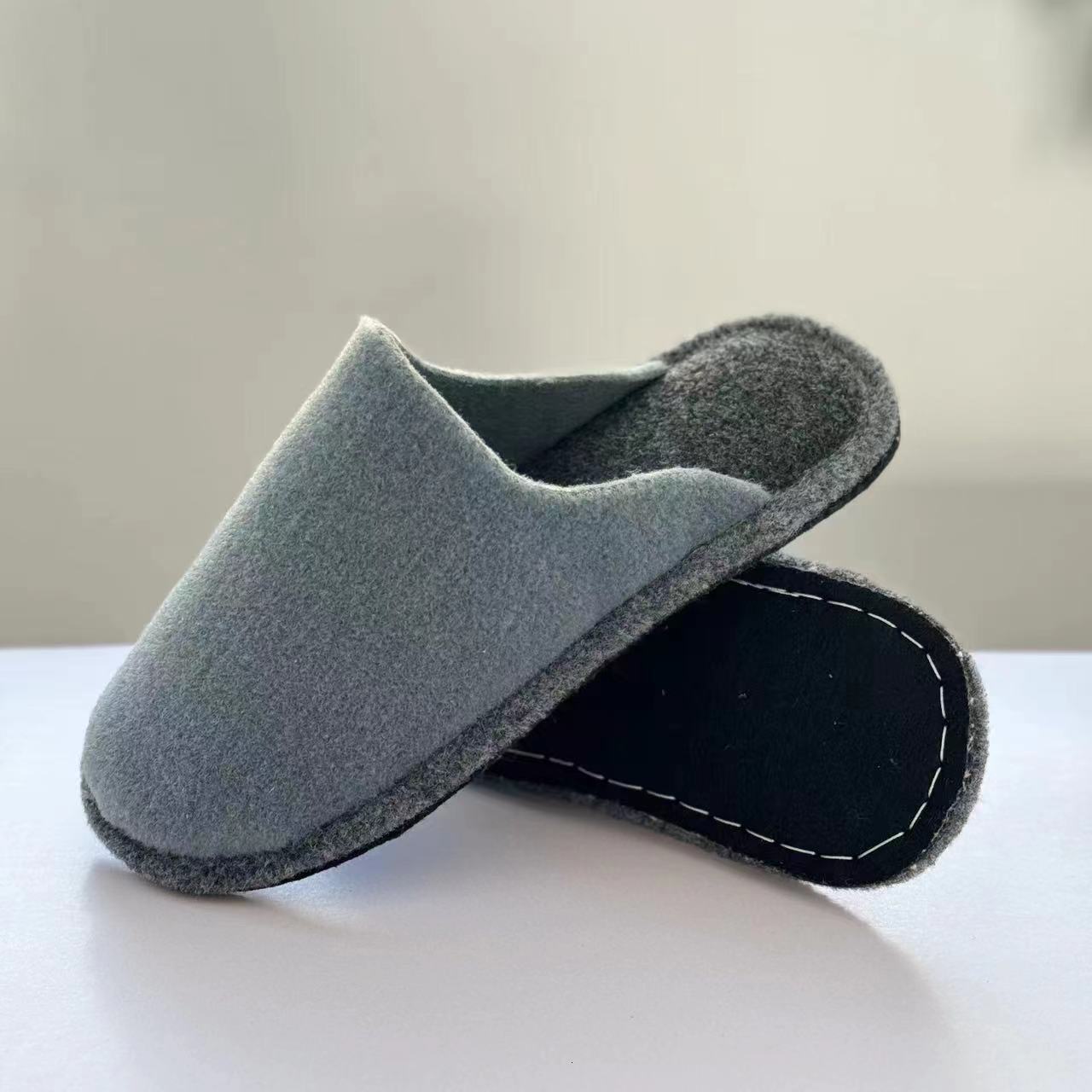 New Style Closed-Toe Japanese Simple Plaid Fabric Soft Sole Silent Home Floor Men's Slippers Couple Shoes ddmymarket