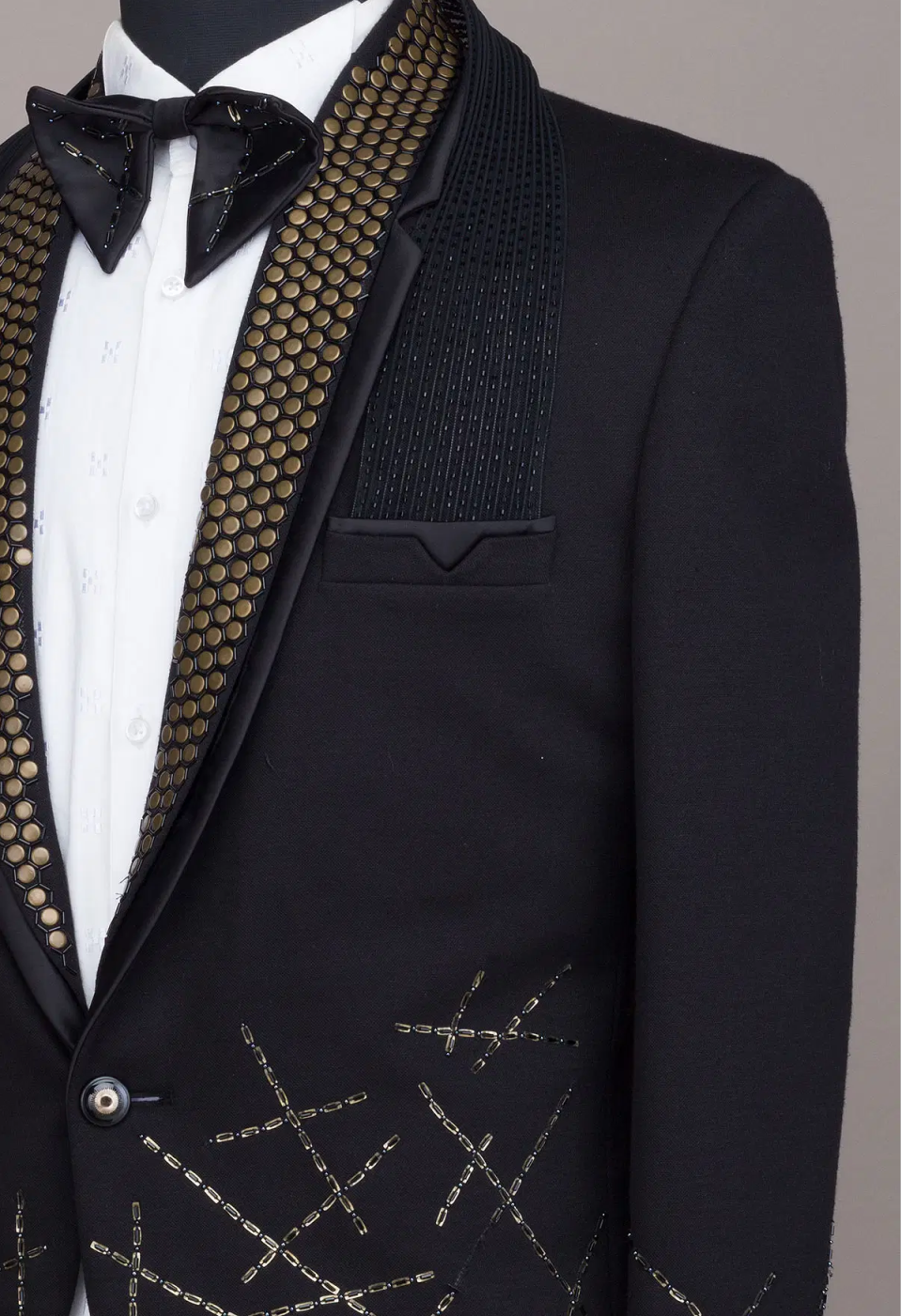 Luxury Men Suit 2 Pieces Jacket Pants Beaded Crystal Single Breasted Groom Wedding Tuxedos Party Business Customized