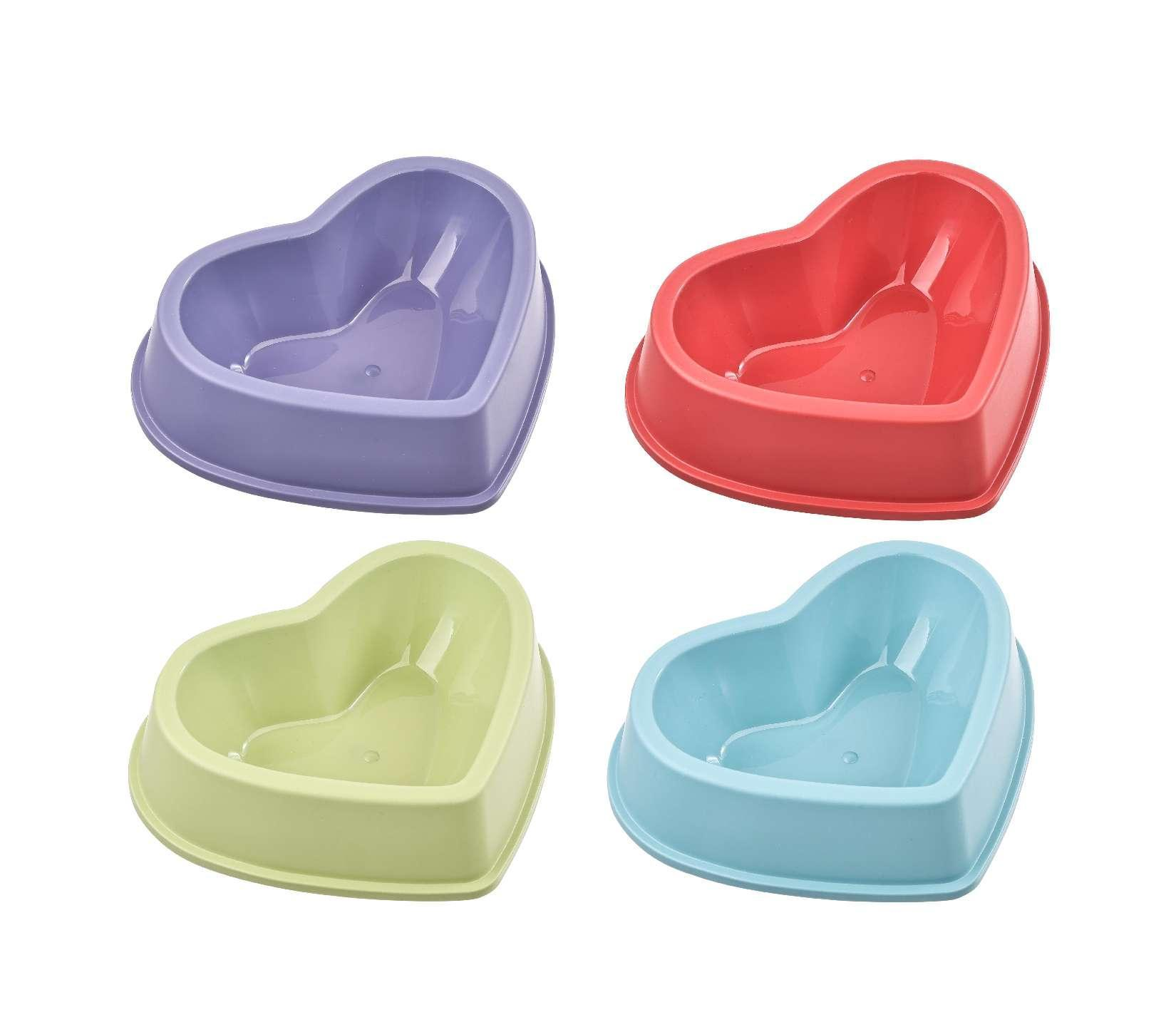 Creative Heart-Shaped Pet Drinking Dish Plastic Dog Cat Food Bowl