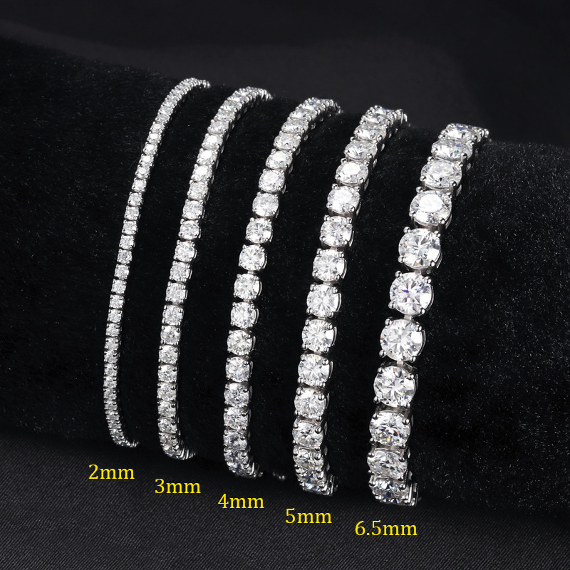 2025 Unisex 925 Sterling Silver Link Bracelets 2mm65mm Gold Plated Moissanite Diamond Tennis Low Price Perfect Gift Party