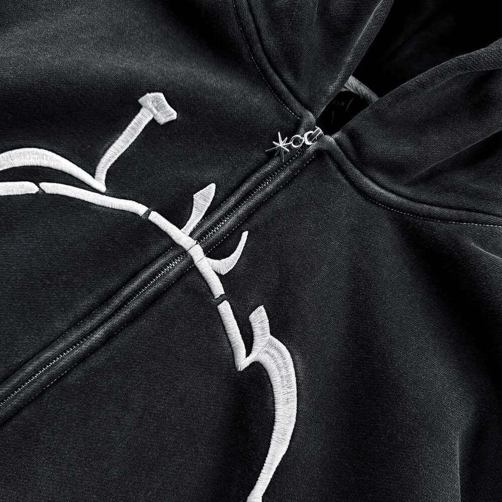 2025 New Street Style Cardigan Washed Jacket Hoodie Sweatshirt