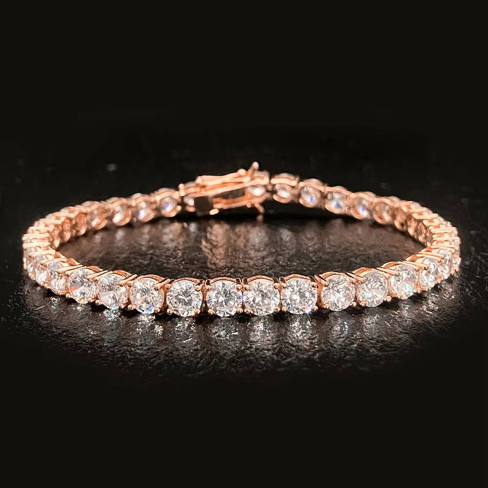 Tennis Bracelet 18K Gold S925 Sterling Silver Custom Cz Moissanite Lab Grown Diamond Tennis Hand Bracelet for Women Men