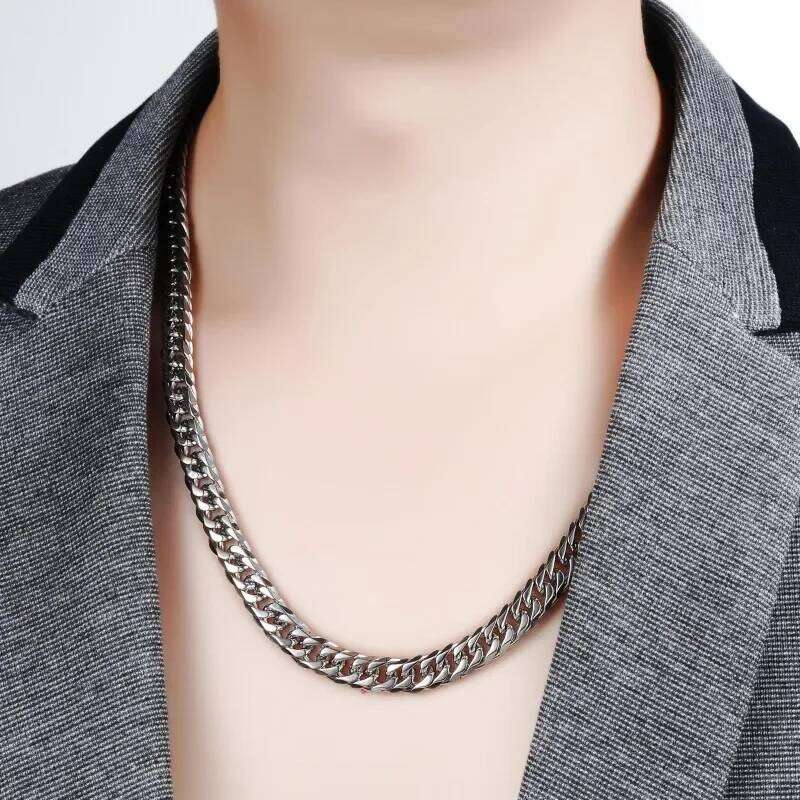 Sterling Sier 45-60cm 10mm Cuban Chain Necklace For Man Fashion Jewelry Trend Personality Hip Hop Trendsetter Accessories